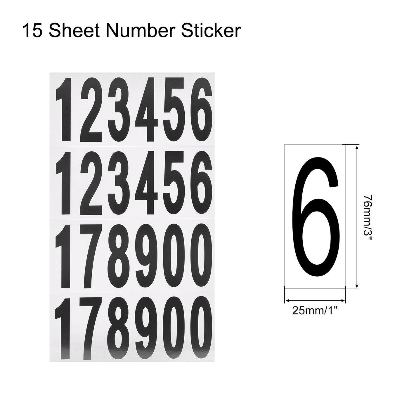 Harfington Mailbox Numbers Sticker Label Number Self Adhesive PVC Vinyl Label Black 76x25mm for Mailbox Signs, Pack of 15