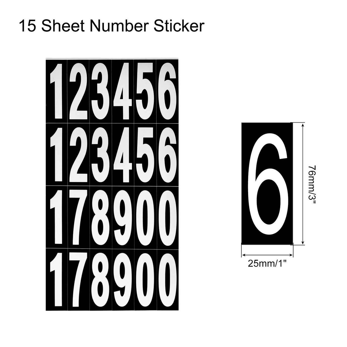 Harfington Mailbox Numbers Sticker Label Number Self Adhesive PVC Vinyl Label Black and White 76x25mm for Mailbox Signs, Pack of 15