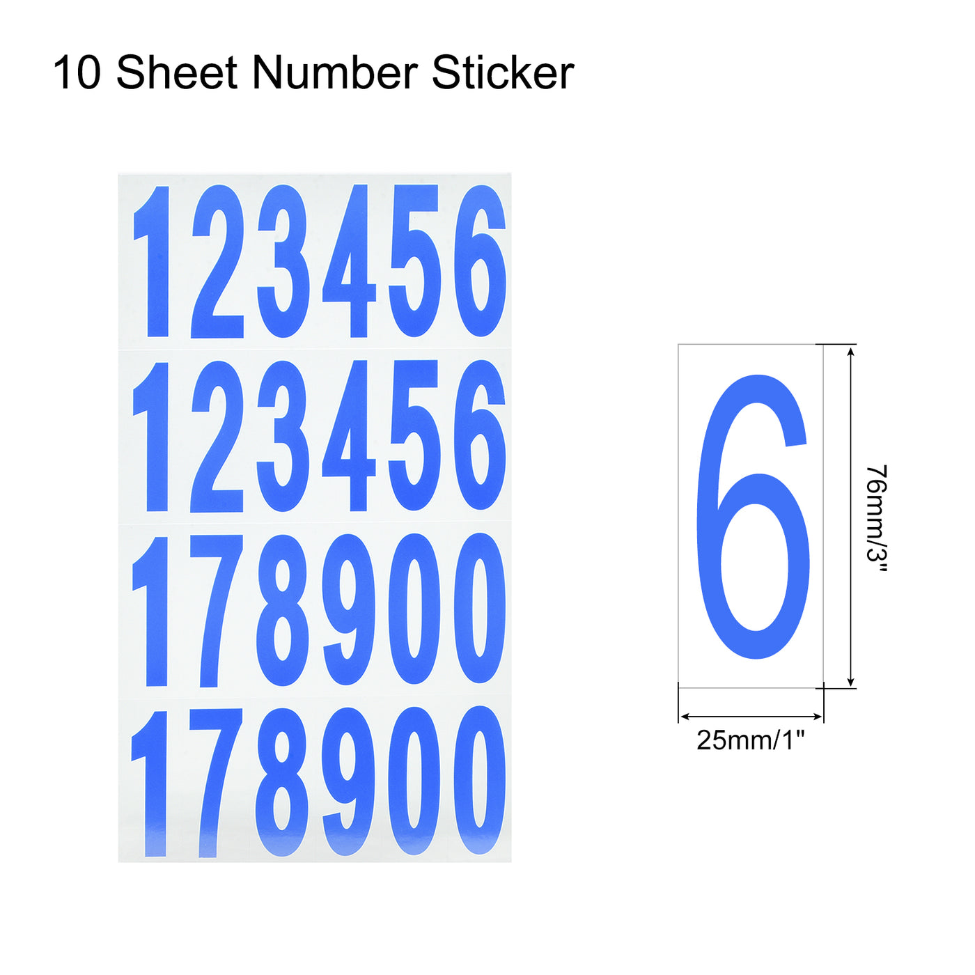 Harfington Mailbox Numbers Sticker Label Number Self Adhesive PVC Vinyl Label Blue 76x25mm for Mailbox Signs, Pack of 10
