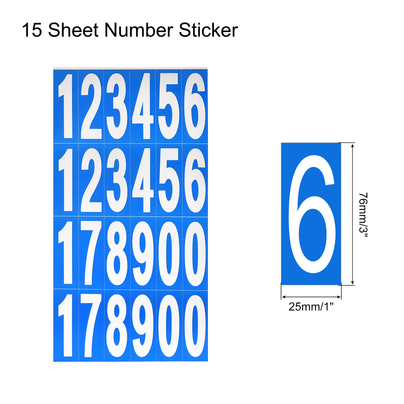 Harfington Mailbox Numbers Sticker Label Number Self Adhesive PVC Vinyl Label Blue and White 76x25mm for Mailbox Signs, Pack of 15