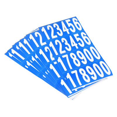 Harfington Mailbox Numbers Sticker Label Number Self Adhesive PVC Vinyl Label Blue and White 76x25mm for Mailbox Signs, Pack of 15