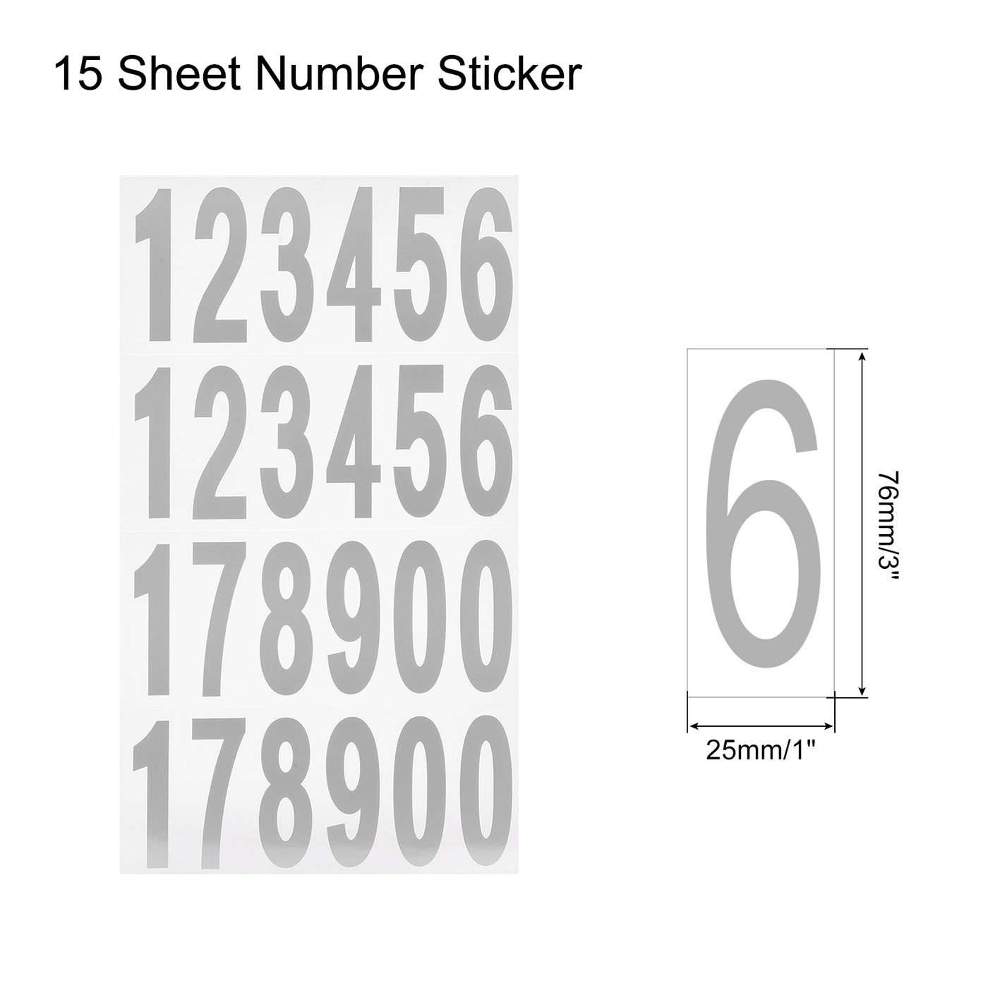 Harfington Mailbox Numbers Sticker Label Number Self Adhesive PVC Vinyl Label Silver 76x25mm for Mailbox Signs, Pack of 15