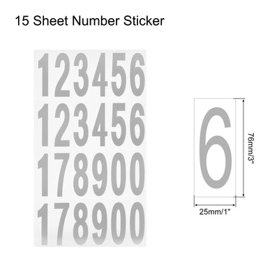 Harfington Mailbox Numbers Sticker Label Number Self Adhesive PVC Vinyl Label Silver 76x25mm for Mailbox Signs, Pack of 15