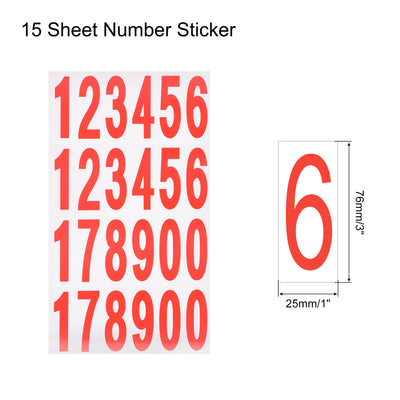 Harfington Mailbox Numbers Sticker Label Number Self Adhesive PVC Vinyl Label Red 76x25mm for Mailbox Signs, Pack of 15