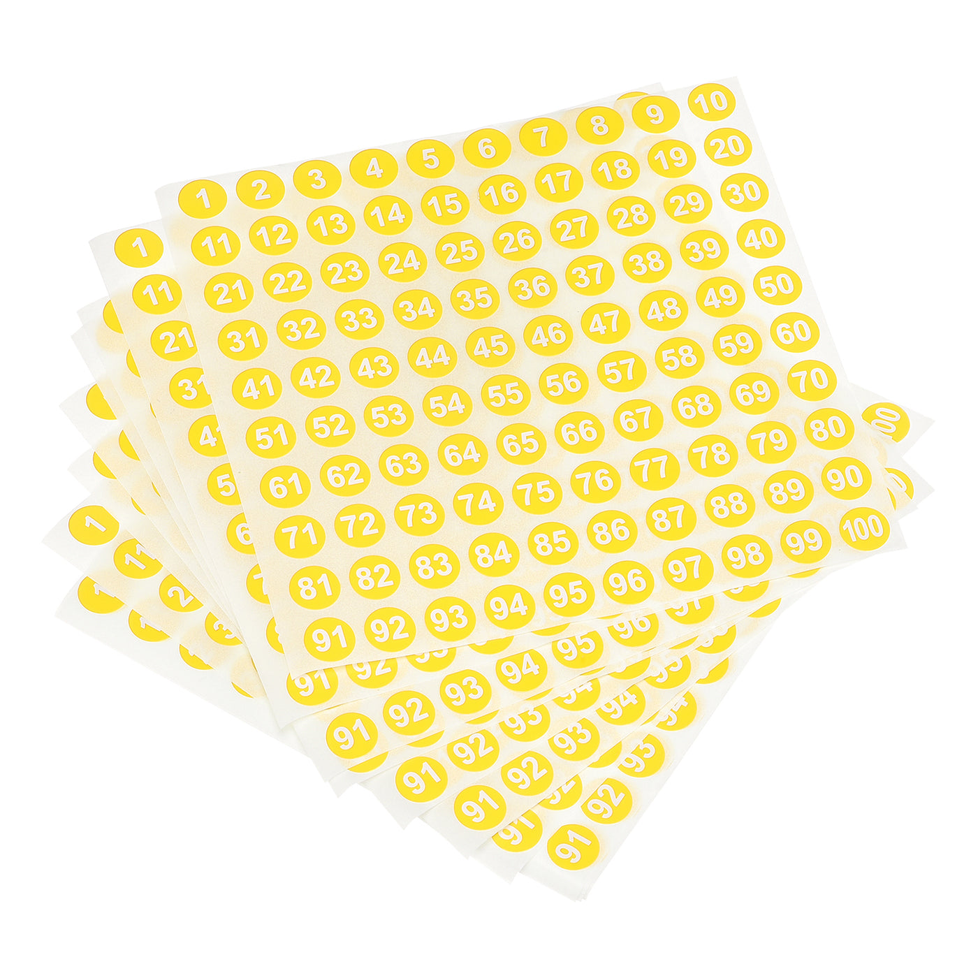 Harfington Number Sticker 1-100 Label Number Self Adhesive Label Yellow White for Sorting Storage Box Locker Sign, Pack of 10