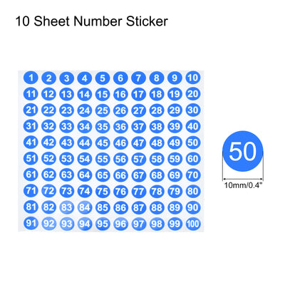 Harfington Number Sticker 1-100 Label Number Self Adhesive Label Blue White for Sorting Storage Box Locker Sign, Pack of 10