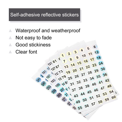 Harfington Number Sticker 1 to 300 Number Self Adhesive Reflective Label for Sorting Storage Box Inventory, 5 Sheet