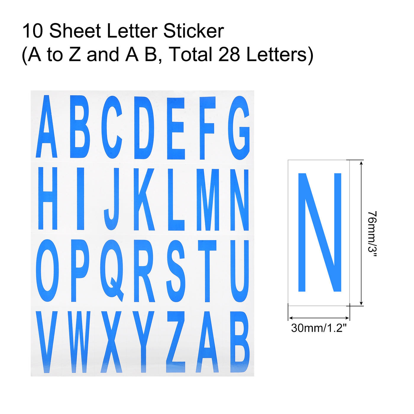 Harfington Letters Stickers Blue Alphabet Sticky Letter Label PVC Vinyl for Mailbox Address Window Door, Pack of 10
