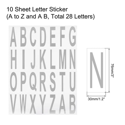 Harfington Letters Stickers Grey Alphabet Sticky Letter Label PVC Vinyl for Mailbox Address Window Door, Pack of 10