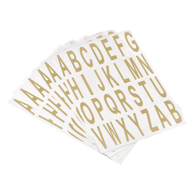 Harfington Letters Stickers Gold Tone Alphabet Sticky Letter Label PVC Vinyl for Mailbox Address Window Door, Pack of 15