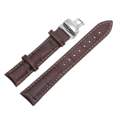 Harfington Uxcell Leather Band Deployment Buckle Watch Strap 24mm with Spring Bars, Light Brown