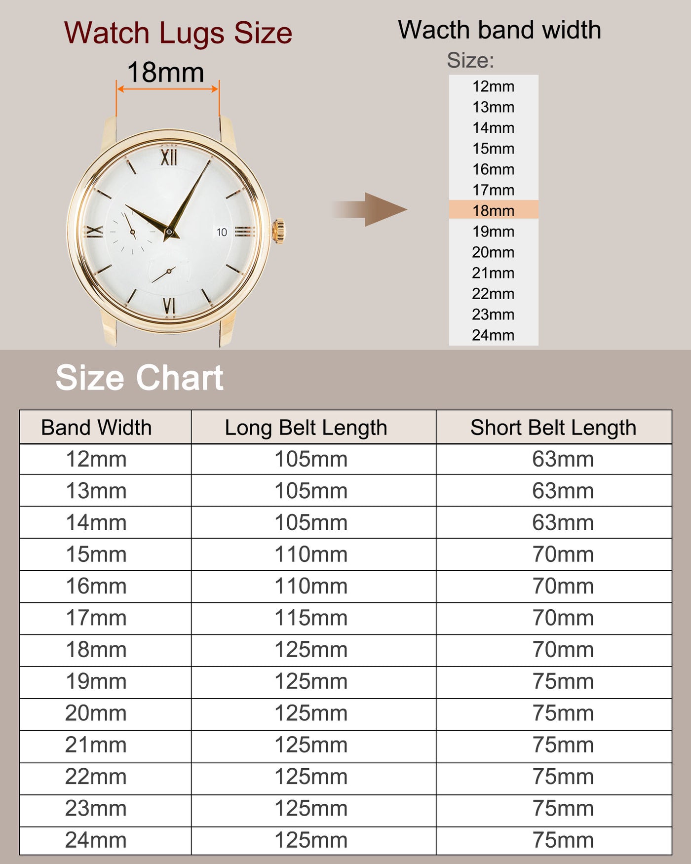 uxcell Uxcell Leather Band Deployment Buckle Watch Strap 22mm with Spring Bars, Light Brown
