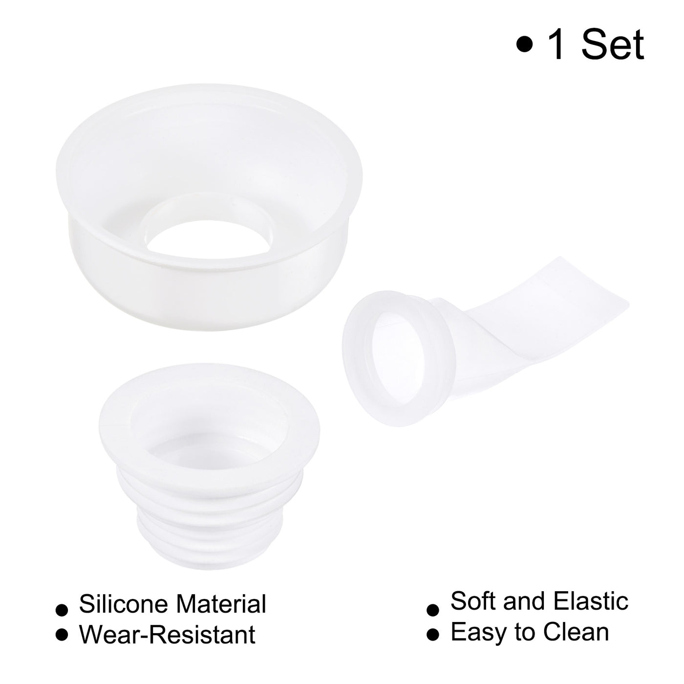 Harfington Sewer Drain Pipe Sealing Plug Silicone Hose Stopper with White Decorative Cover and White Anti-odor Core for Kitchen Bathroom, 1 Set