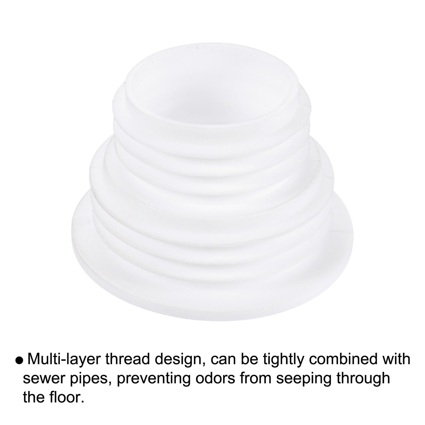 Harfington Sewer Drain Pipe Sealing Plug Silicone Hose Stopper with White Decorative Cover and White Anti-odor Core for Kitchen Bathroom, 1 Set