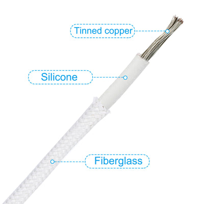 Harfington 9.8Ft 13AWG Electronic Wire, -30 to 200 Degree Celsius Insulated High Temperature Resistant Electrical Flexible Silicone Cable, White