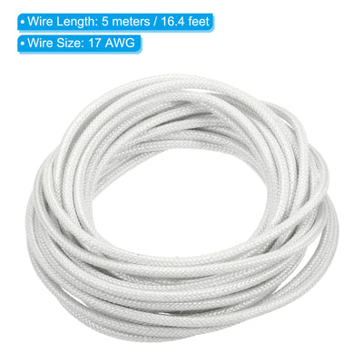 Harfington 16.4Ft 17AWG Electronic Wire, -30 to 200 Degree Celsius Insulated High Temperature Resistant Electrical Flexible Silicone Cable, White
