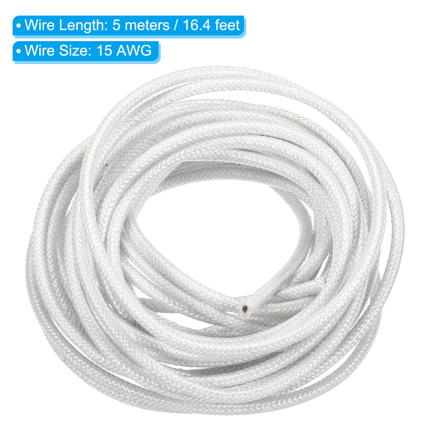 Harfington 16.4Ft 15AWG Electronic Wire, -30 to 200 Degree Celsius Insulated High Temperature Resistant Electrical Flexible Silicone Cable, White