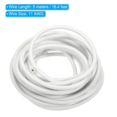 Harfington 16.4Ft 11AWG Electronic Wire, -30 to 200 Degree Celsius Insulated High Temperature Resistant Electrical Flexible Silicone Cable, White