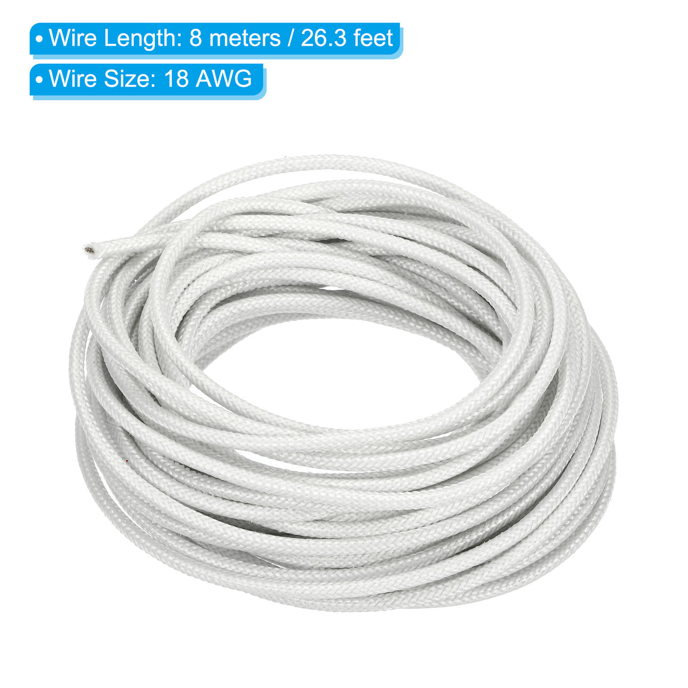 Harfington 26.3Ft 18AWG Electronic Wire, -30 to 200 Degree Celsius Insulated High Temperature Resistant Electrical Flexible Silicone Cable, White