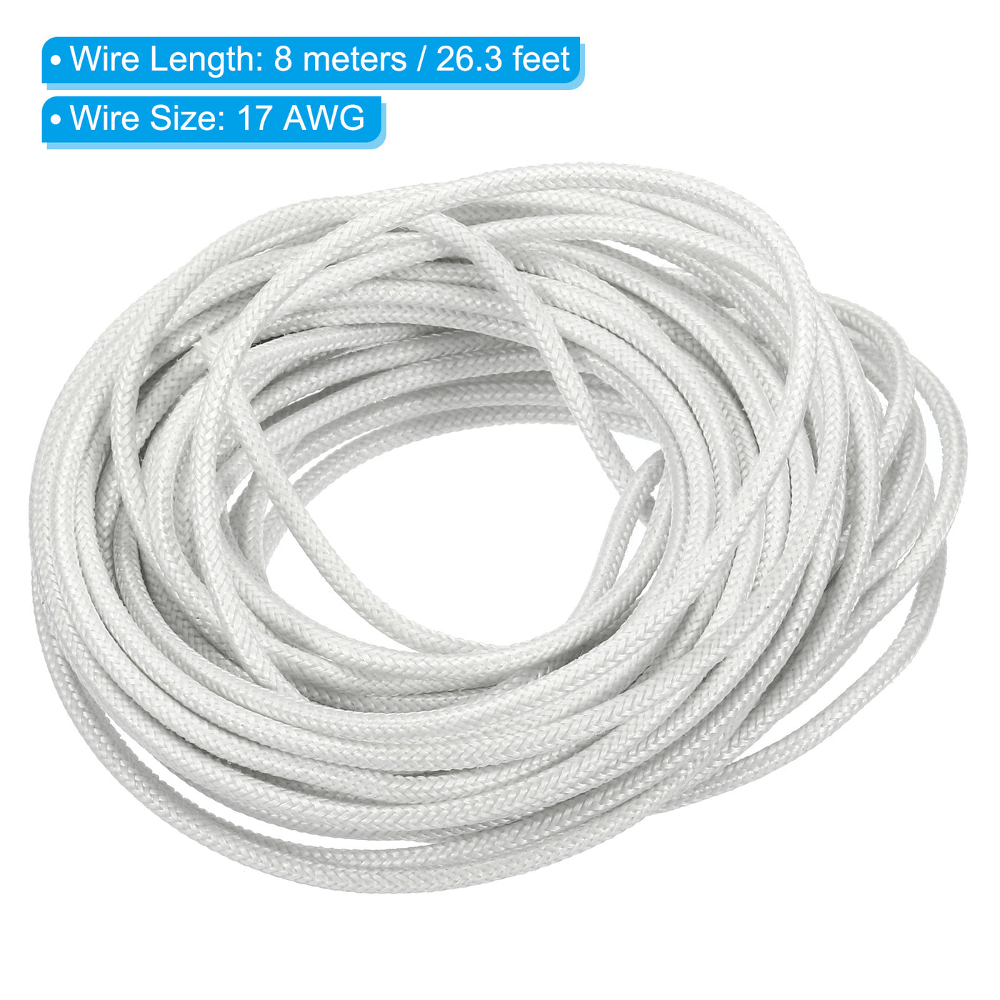 Harfington 26.3Ft 17AWG Electronic Wire, -30 to 200 Degree Celsius Insulated High Temperature Resistant Electrical Flexible Silicone Cable, White