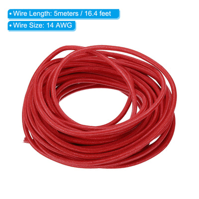 Harfington 16.4Ft 14AWG Electronic Wire, -30 to 200 Degree Celsius Insulated High Temperature Resistant Electrical Flexible Silicone Cable, Red