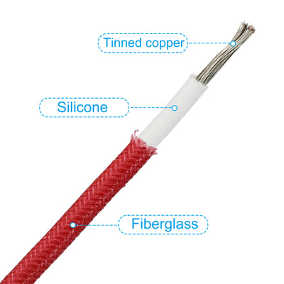 Harfington 16.4Ft 13AWG Electronic Wire, -30 to 200 Degree Celsius Insulated High Temperature Resistant Electrical Flexible Silicone Cable, Red