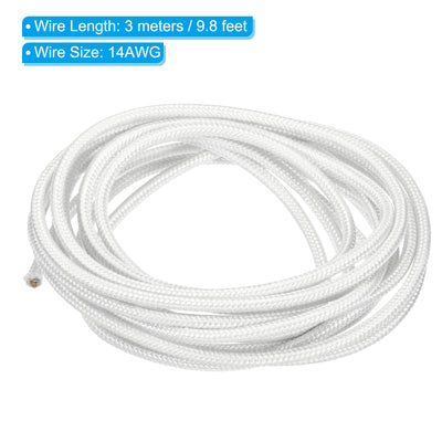 Harfington 9.8 Feet 14AWG Electronic Wire, Insulated High Temperature Resistant Electrical Flexible Mica Cable for Lamp Boiler Heater, White
