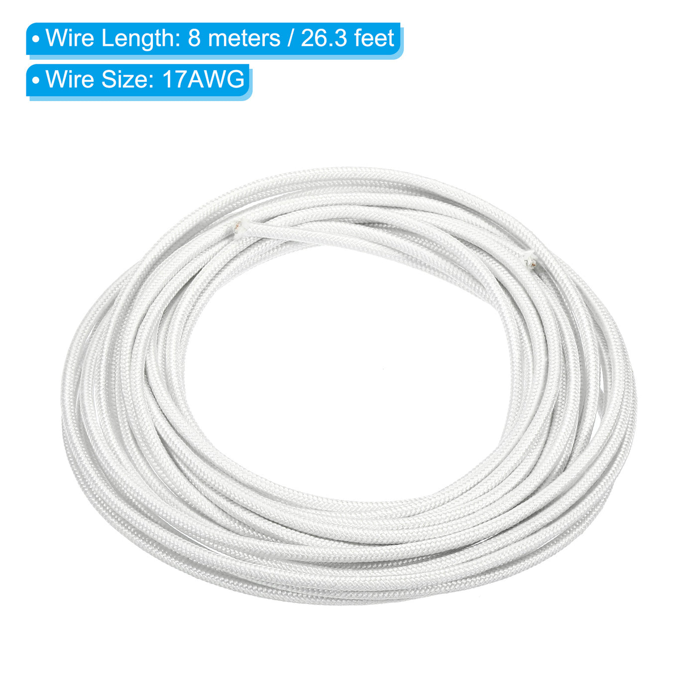 Harfington 26.3 Feet 17AWG Electronic Wire, Insulated High Temperature Resistant Electrical Flexible Mica Cable for Lamp Boiler Heater, White