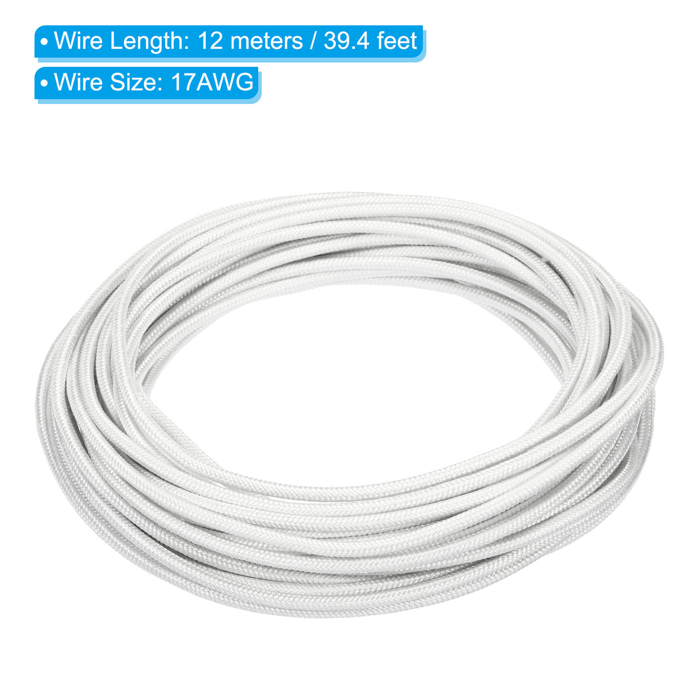 Harfington 39.4 Feet 17AWG Electronic Wire, Insulated High Temperature Resistant Electrical Flexible Mica Cable for Lamp Boiler Heater, White