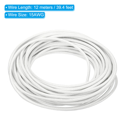 Harfington 39.4 Feet 15AWG Electronic Wire, Insulated High Temperature Resistant Electrical Flexible Mica Cable for Lamp Boiler Heater, White
