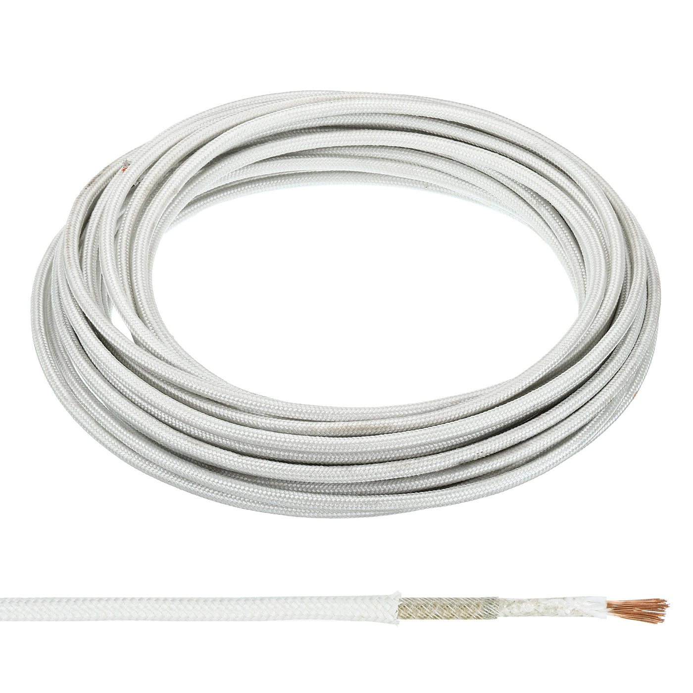 Harfington 39.4 Feet 15AWG Electronic Wire, Insulated High Temperature Resistant Electrical Flexible Mica Cable for Lamp Boiler Heater, White