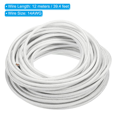 Harfington 39.4 Feet 14AWG Electronic Wire, Insulated High Temperature Resistant Electrical Flexible Mica Cable for Lamp Boiler Heater, White