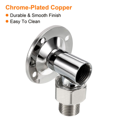 Harfington 1.8" Shower Diverter Fitting, Copper Chromed Hose Fitting Adapter with Flange for Bathroom Toilet Sprayer Faucet Valve, Silver