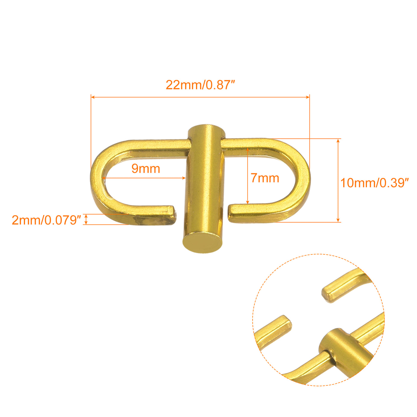 uxcell Uxcell Adjustable Metal Buckles for Chain Strap, 5Pcs 22x10mm Chain Shortener, Yellow