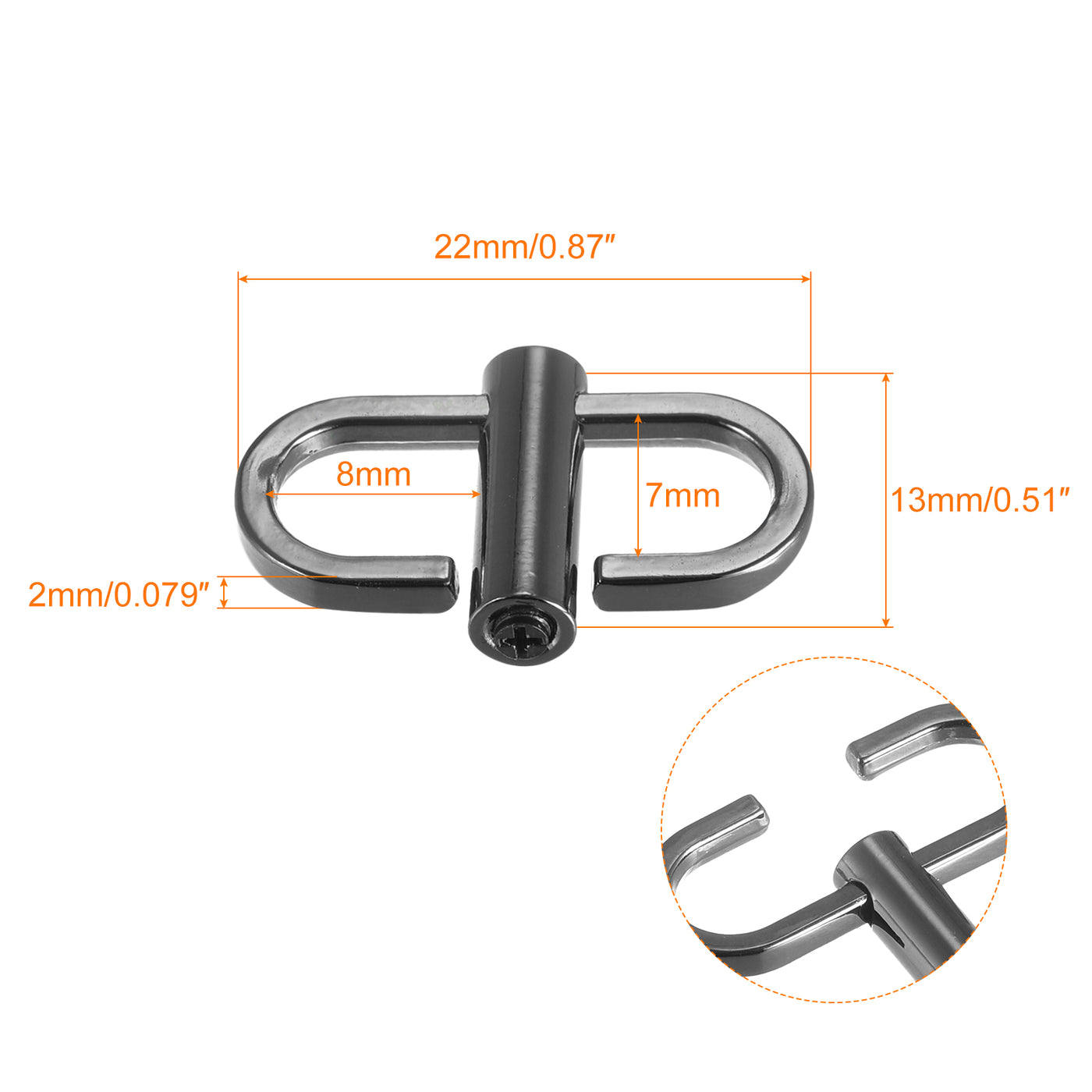 uxcell Uxcell Adjustable Metal Buckles for Chain Strap, 5Pcs 22x13mm Chain Shortener, Black