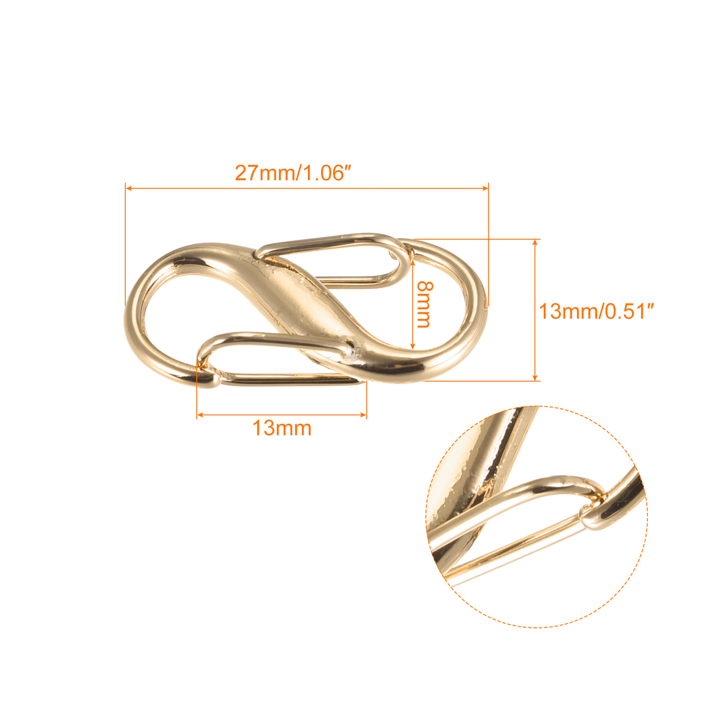 uxcell Uxcell Adjustable Metal Buckle for Chain Strap, 6Pcs 27x13mm Chain Shortener, Gold