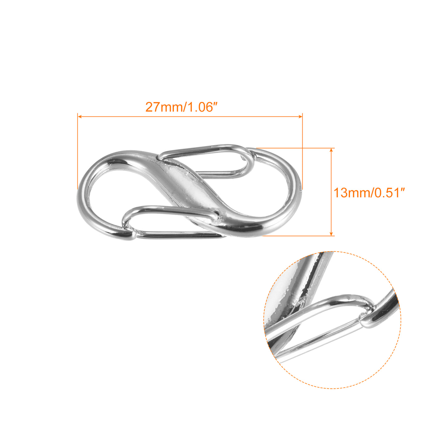 uxcell Uxcell Adjustable Metal Buckle for Chain Strap, 8Pcs 27x13mm Chain Shortener, Silver