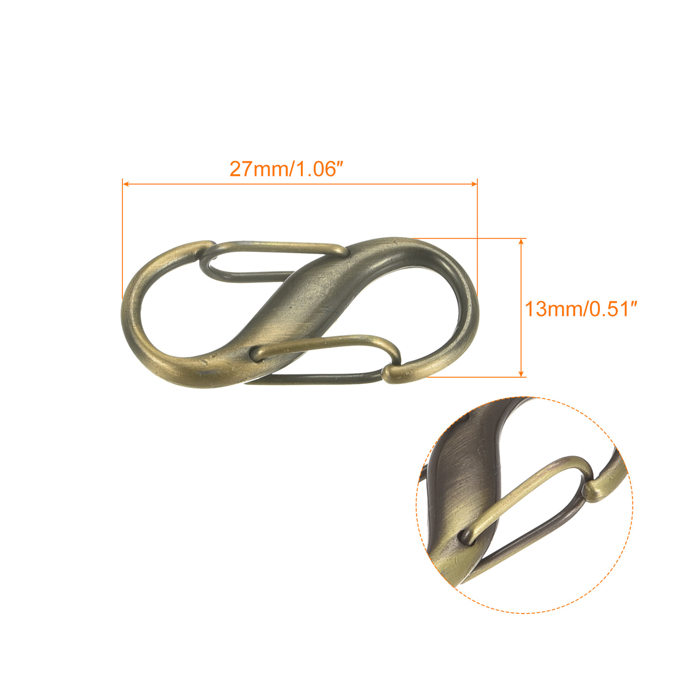 uxcell Uxcell Adjustable Metal Buckle for Chain Strap, 8Pcs 27x13mm Chain Shortener, Copper
