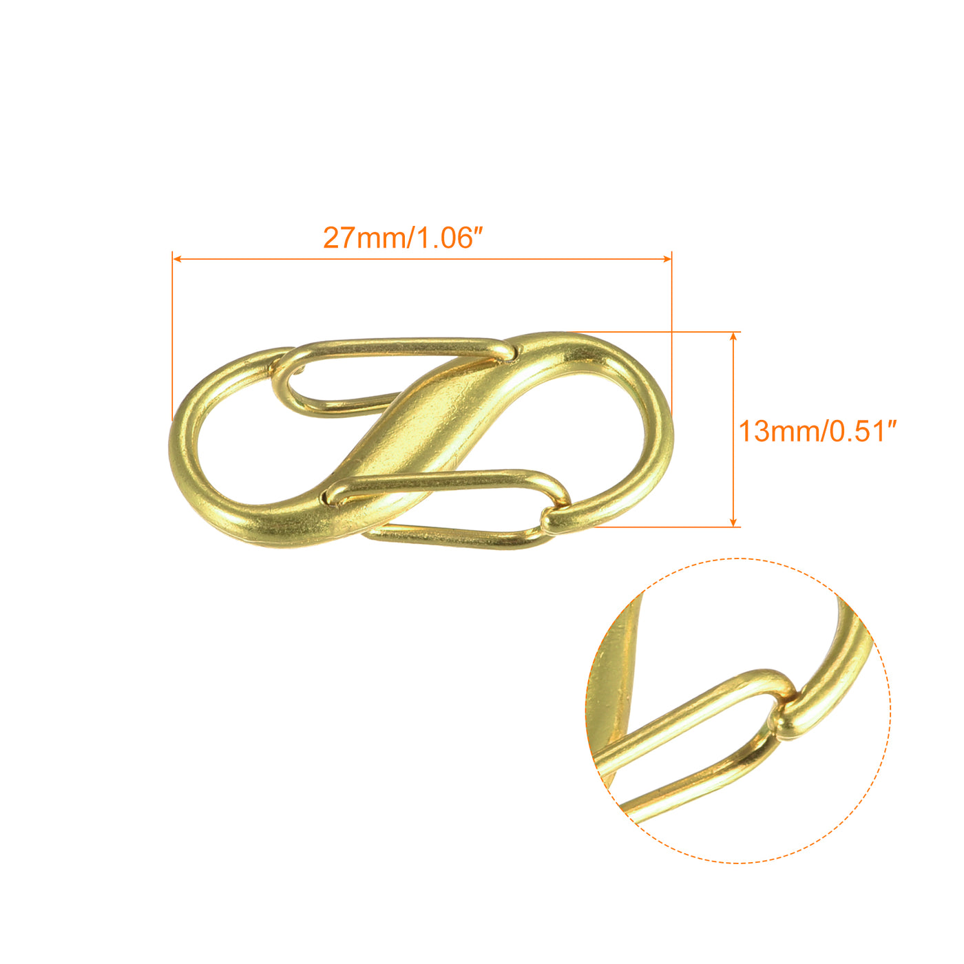 uxcell Uxcell Adjustable Metal Buckle for Chain Strap, 10Pcs 27x13mm Chain Shortener Champagne