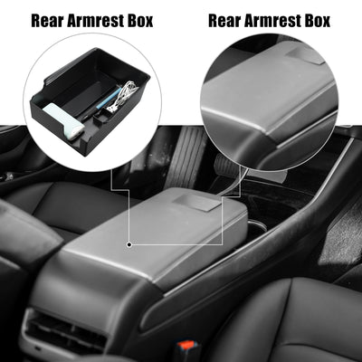 Harfington Car Center Armrest ABS Storage Box Organizer for Tesla Model 3 Y 2021 2022 Accessories Black