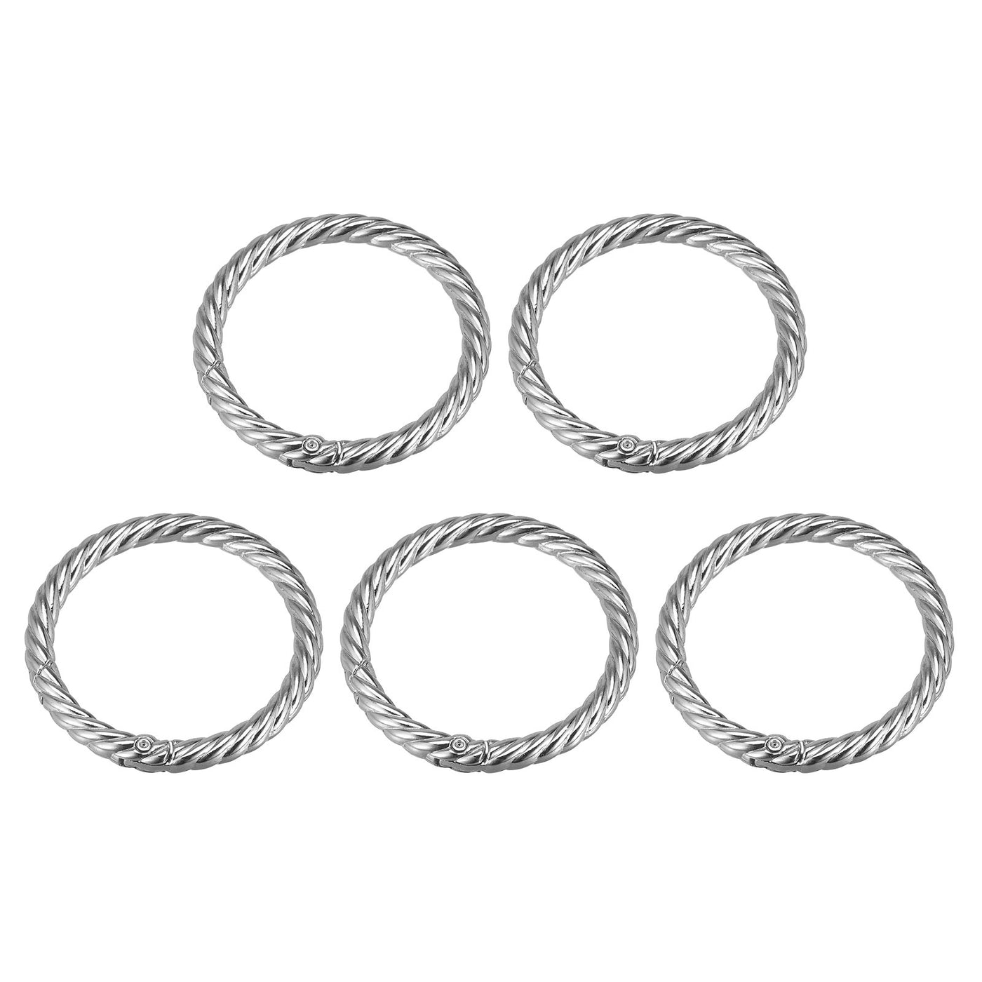 uxcell Uxcell Spring O Ring Buckles Clips, 5Pcs 47mm Spring Snap Clip Hook for DIY Bag, Silver