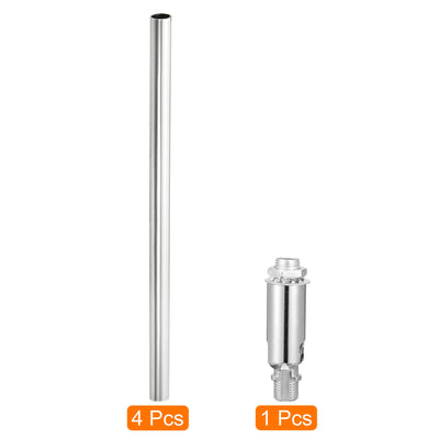 Harfington Threaded Extension Rod, 11.8" Lamp Pipe with Connector Light Fixture Parts for Pendant Light Island Lighting Chandeliers Stems, Silver