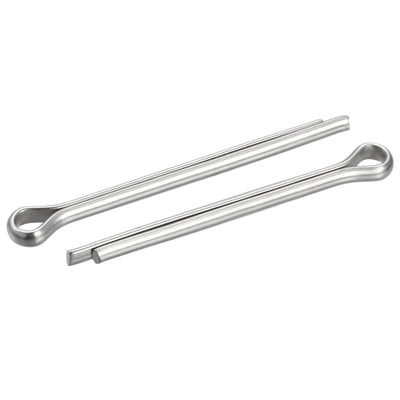 Harfington Uxcell Cotter Pins, 6mm x 80mm 304 Stainless Steel Clip Fastener Fitting for Automotive, Mechanics, Silver Tone, 2Pcs
