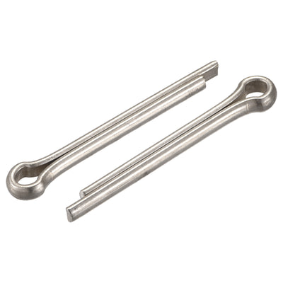 Harfington Uxcell Split Cotter Pin, 6mm x 43mm Stainless Steel Clip Fastener Fitting for Automotive, Mechanics, Silver Tone, 2Pcs