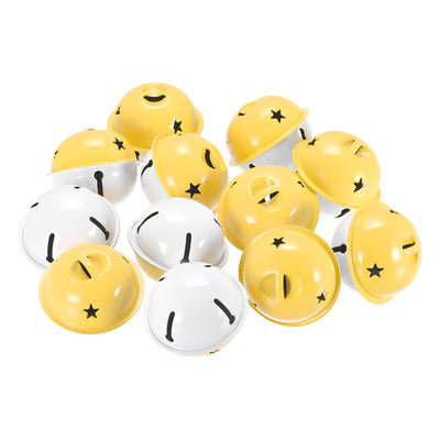 Harfington Uxcell Jingle Bells, 40mm 64pcs Craft Bells with Star Cutouts for DIY, White/Orange
