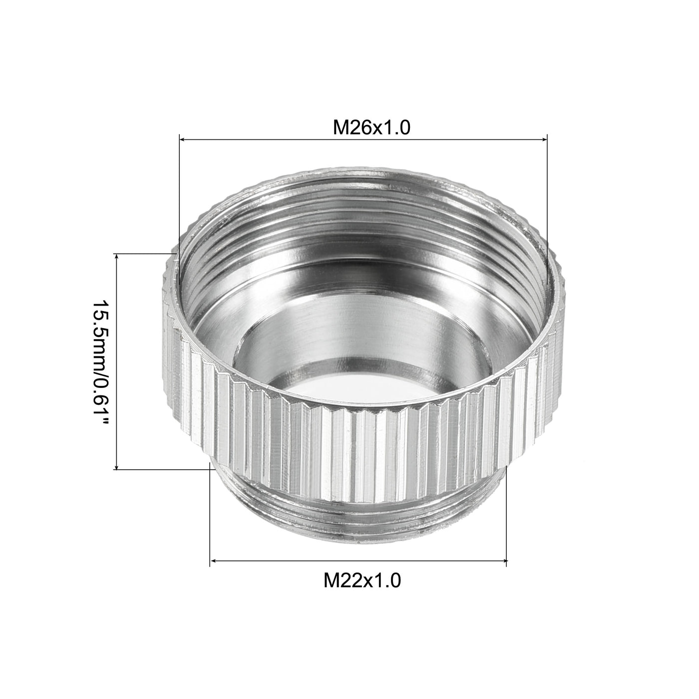 Harfington M22*1.0 Male to M26*1.0 Female Thread Faucet Adapter, Chromed Aerator Connector Fitting for Garden Hose Water Filter, Silver