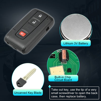 Harfington 312MHz MOZB21TG Replacement Proximity No Smart Entry Remote Key Fob for Toyota Prius 04-2009 3 Buttons Semi-intelligent Key 89070-47180 Fit for Black Logo Not for the Silver Tone