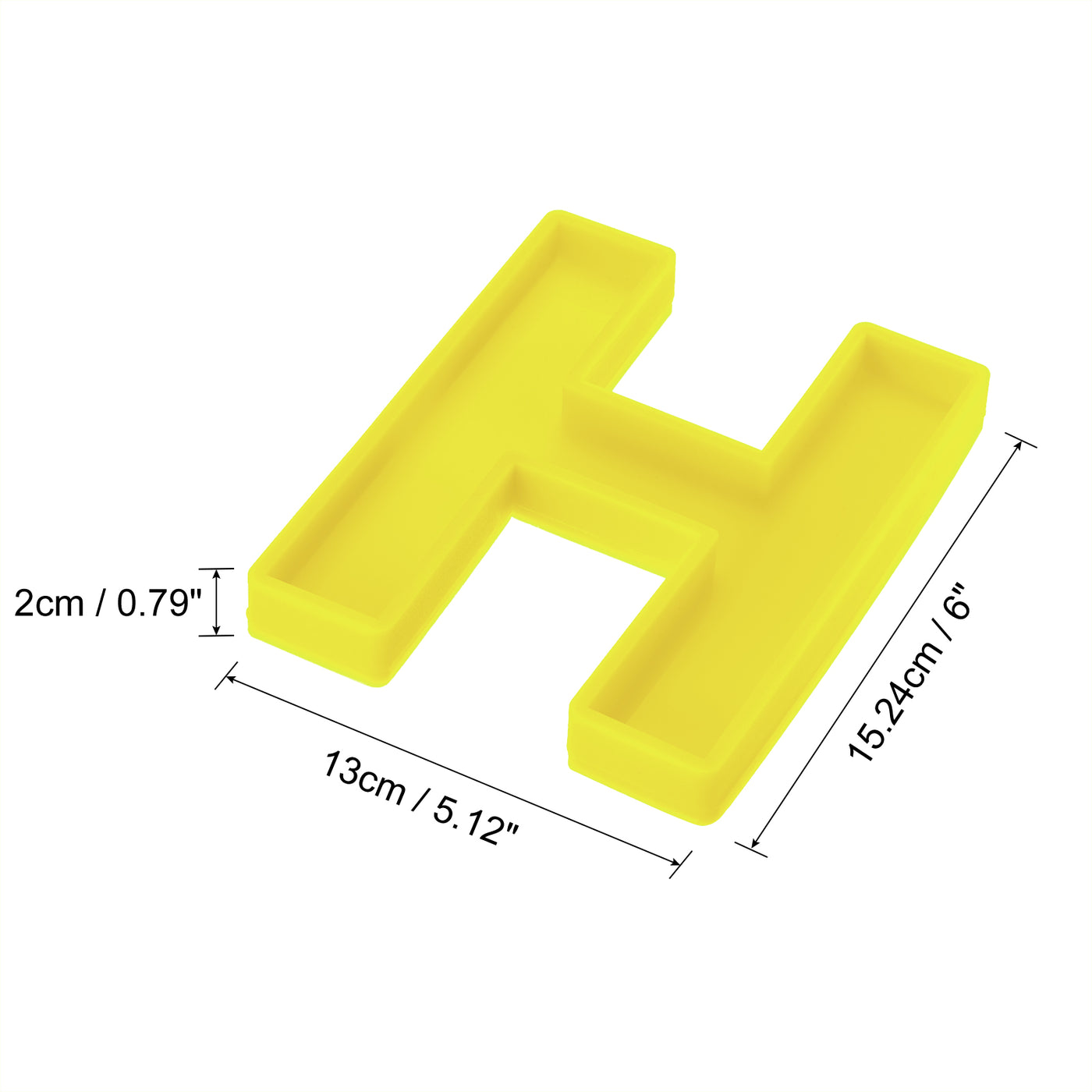 Harfington Silicone Resin Letter Mold 3D Mold for Epoxy Resin Art Large H Yellow 6inch