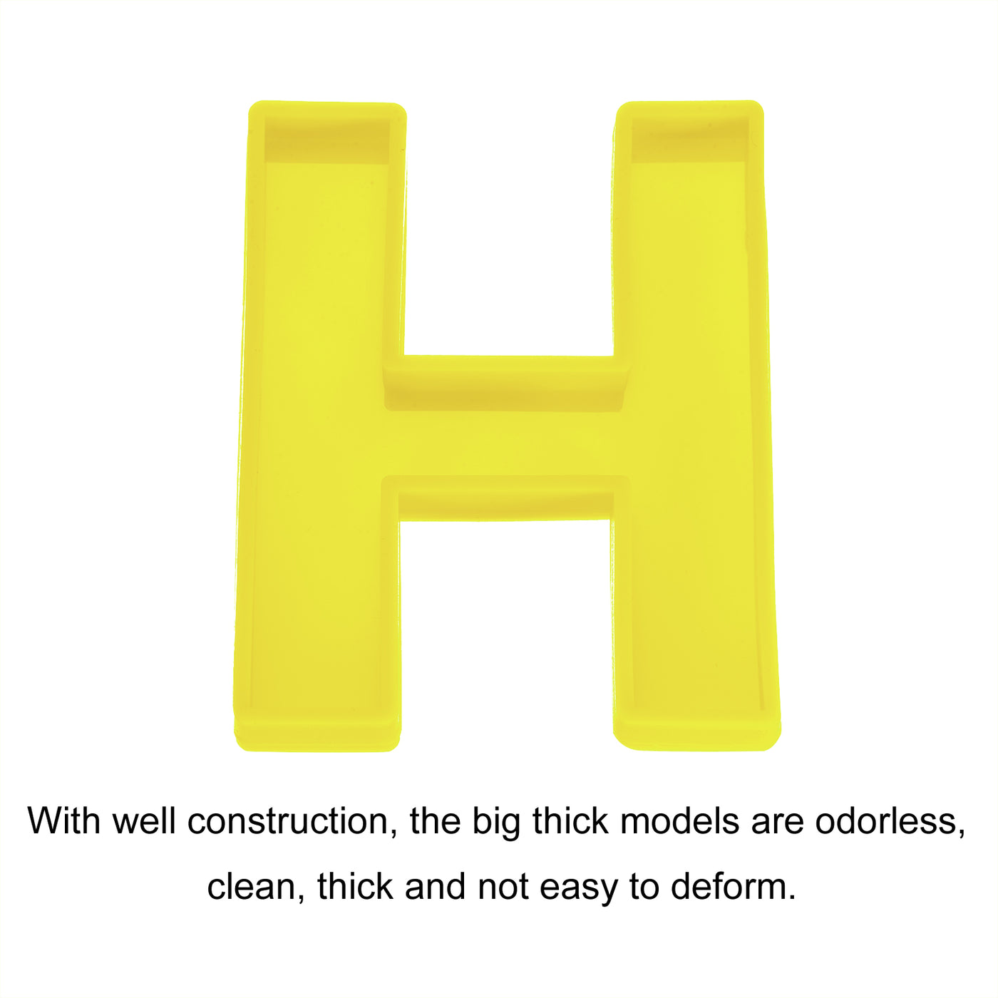 Harfington Silicone Resin Letter Mold 3D Mold for Epoxy Resin Art Large H Yellow 6inch