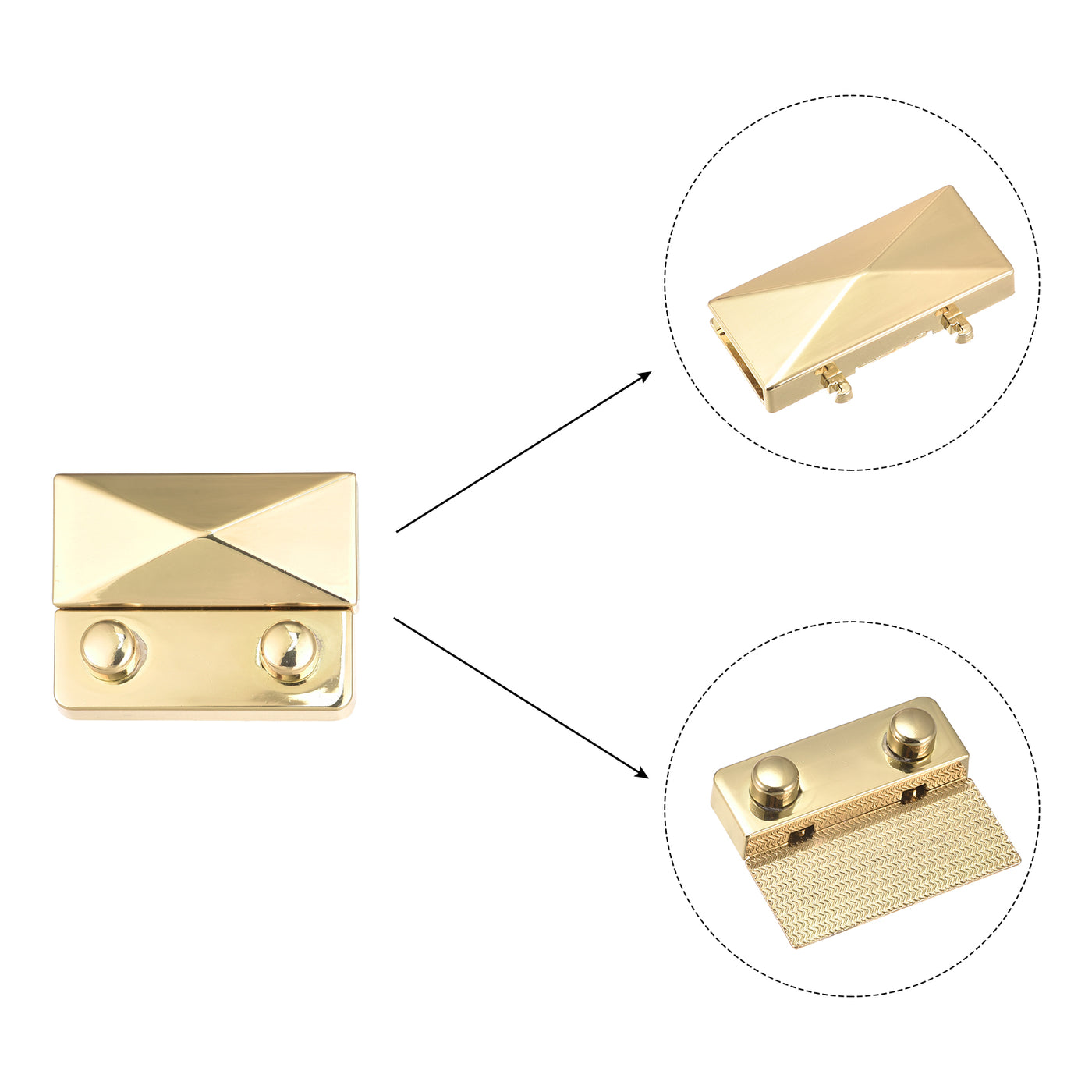 uxcell Uxcell Turn Lock Clasp 44mm x 35mm Alloy Purse Closure Thumb Lock(Light Gold)